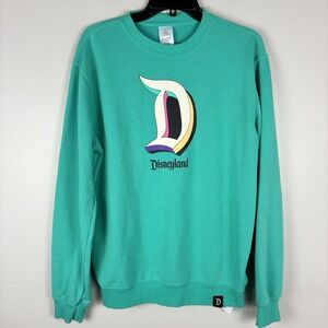 Disneyland Woman's Pullover Sweatshirt Oversized Medium Teal Park Logo Casual